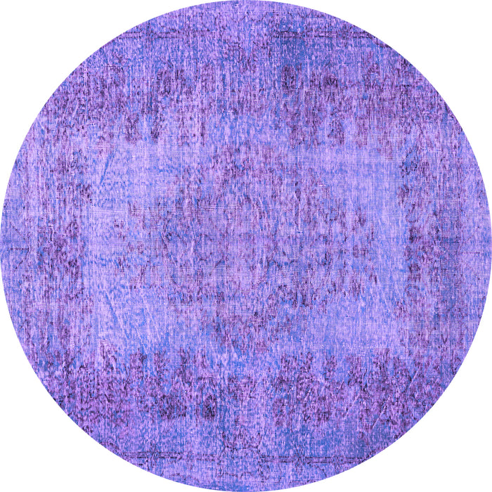 Round Machine Washable Persian Purple Traditional Area Rugs, wshtr4136pur