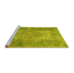 Sideview of Machine Washable Persian Yellow Traditional Rug, wshtr4136yw