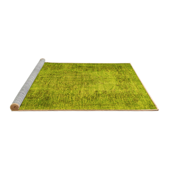 Sideview of Machine Washable Persian Yellow Traditional Rug, wshtr4136yw