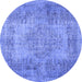 Round Persian Blue Traditional Rug, tr4136blu