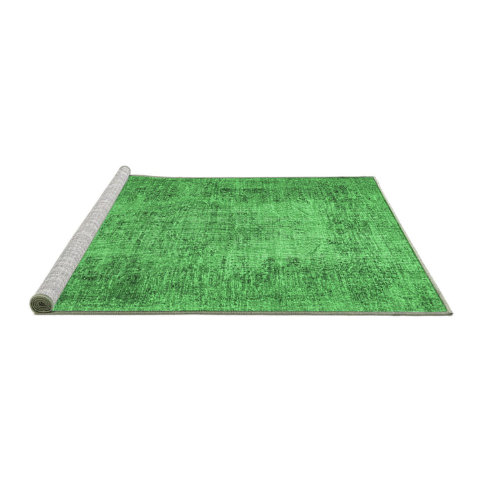 Sideview of Machine Washable Persian Emerald Green Traditional Area Rugs, wshtr4136emgrn