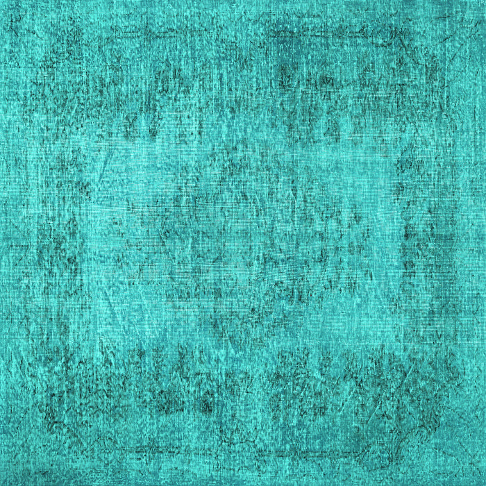 Square Machine Washable Persian Turquoise Traditional Area Rugs, wshtr4136turq