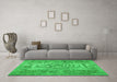 Machine Washable Persian Green Traditional Area Rugs in a Living Room,, wshtr4136grn