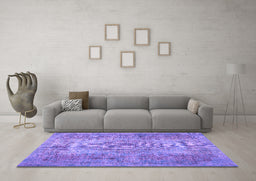 Machine Washable Persian Purple Traditional Area Rugs in a Living Room, wshtr4136pur