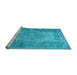 Sideview of Machine Washable Persian Light Blue Traditional Rug, wshtr4136lblu