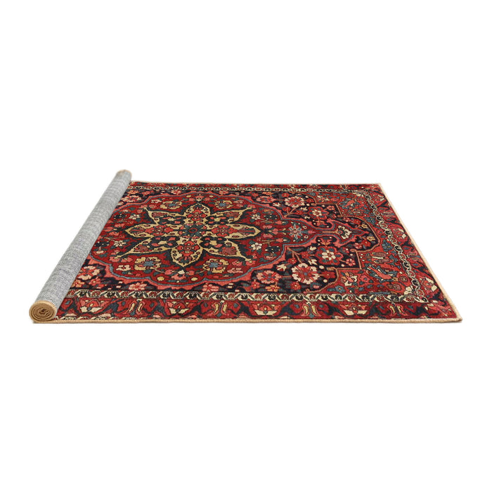 Sideview of Machine Washable Traditional Tomato Red Rug, wshtr4137