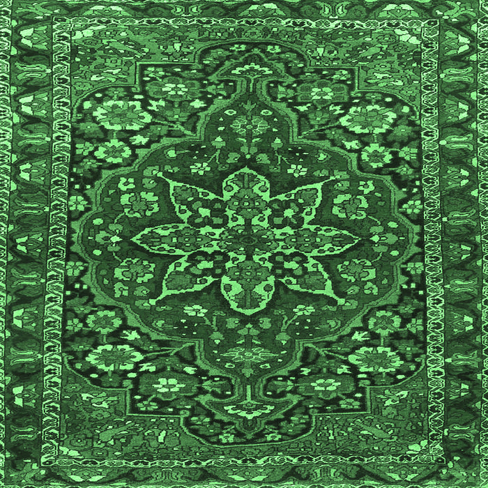 Square Machine Washable Persian Emerald Green Traditional Area Rugs, wshtr4137emgrn