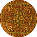 Round Machine Washable Persian Yellow Traditional Rug, wshtr4137yw