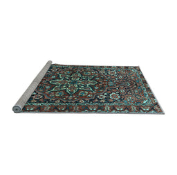 Sideview of Machine Washable Persian Light Blue Traditional Rug, wshtr4137lblu