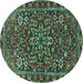 Round Persian Turquoise Traditional Rug, tr4137turq