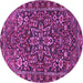 Round Machine Washable Persian Purple Traditional Area Rugs, wshtr4137pur