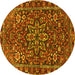 Round Persian Yellow Traditional Rug, tr4137yw