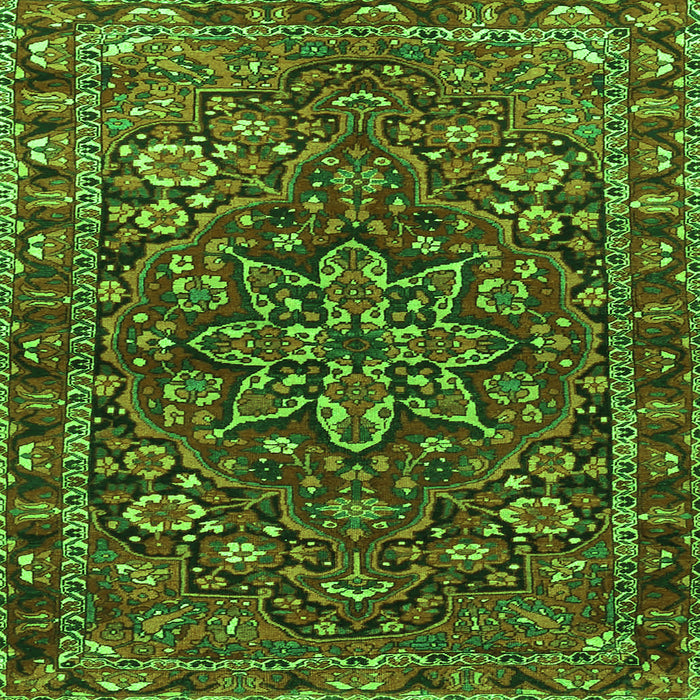 Round Machine Washable Persian Green Traditional Area Rugs, wshtr4137grn