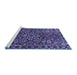 Sideview of Machine Washable Persian Blue Traditional Rug, wshtr4137blu