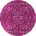 Round Machine Washable Persian Pink Traditional Rug, wshtr4137pnk