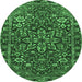 Round Machine Washable Persian Emerald Green Traditional Area Rugs, wshtr4137emgrn