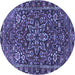 Round Machine Washable Persian Blue Traditional Rug, wshtr4137blu