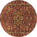 Round Machine Washable Persian Brown Traditional Rug, wshtr4137brn