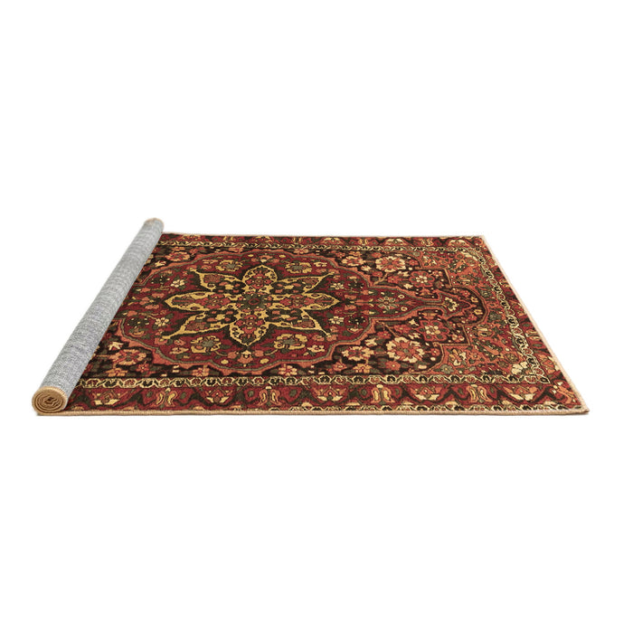 Sideview of Machine Washable Persian Brown Traditional Rug, wshtr4137brn