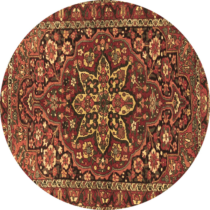 Round Persian Brown Traditional Rug, tr4137brn