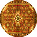 Round Persian Yellow Traditional Rug, tr4138yw