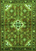 Serging Thickness of Machine Washable Persian Green Traditional Area Rugs, wshtr4138grn