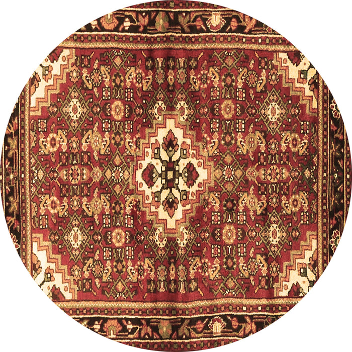 Round Persian Brown Traditional Rug, tr4138brn