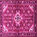 Square Machine Washable Persian Pink Traditional Rug, wshtr4138pnk