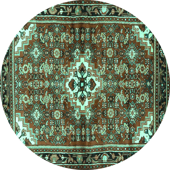 Round Persian Turquoise Traditional Rug, tr4138turq