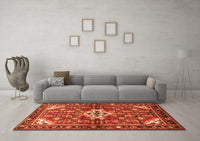 Machine Washable Persian Orange Traditional Rug, wshtr4138org