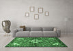 Machine Washable Persian Emerald Green Traditional Area Rugs in a Living Room,, wshtr4138emgrn