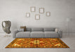 Machine Washable Persian Yellow Traditional Rug in a Living Room, wshtr4138yw