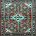 Square Machine Washable Persian Light Blue Traditional Rug, wshtr4138lblu