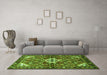 Machine Washable Persian Green Traditional Area Rugs in a Living Room,, wshtr4138grn