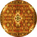 Round Machine Washable Persian Yellow Traditional Rug, wshtr4138yw