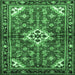 Square Machine Washable Persian Emerald Green Traditional Area Rugs, wshtr4138emgrn