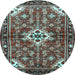 Round Persian Light Blue Traditional Rug, tr4138lblu