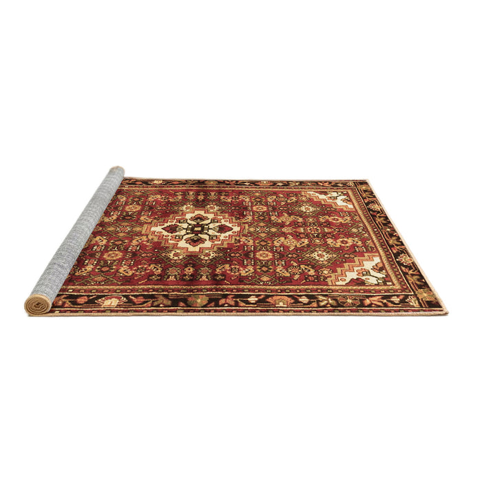 Sideview of Machine Washable Persian Brown Traditional Rug, wshtr4138brn