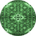 Round Persian Emerald Green Traditional Rug, tr4138emgrn