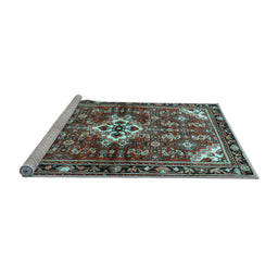 Sideview of Machine Washable Persian Light Blue Traditional Rug, wshtr4138lblu