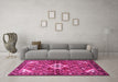 Machine Washable Persian Pink Traditional Rug in a Living Room, wshtr4138pnk