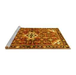 Sideview of Machine Washable Persian Yellow Traditional Rug, wshtr4138yw