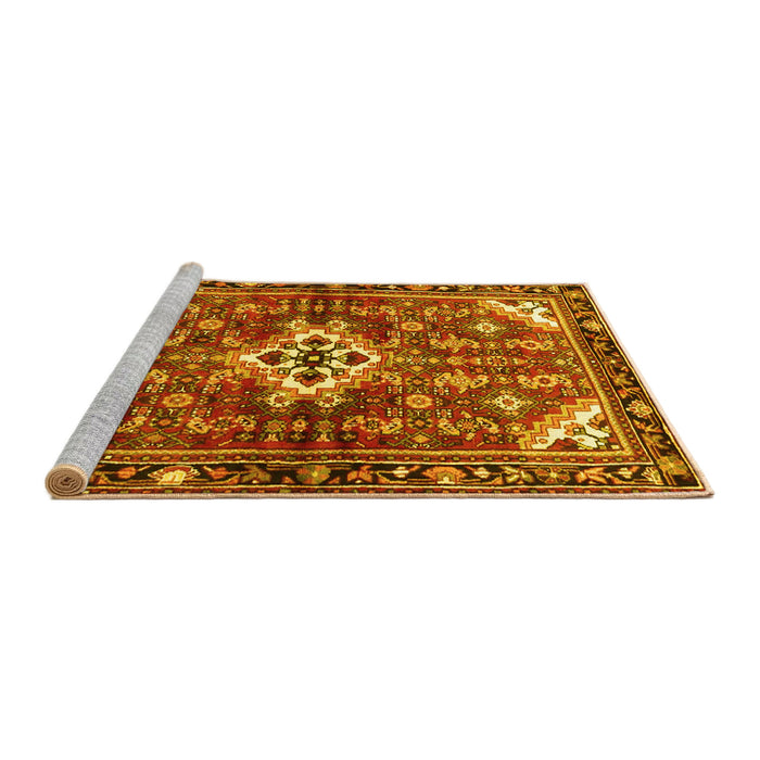 Sideview of Machine Washable Persian Yellow Traditional Rug, wshtr4138yw