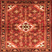 Round Machine Washable Persian Orange Traditional Area Rugs, wshtr4138org