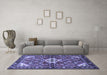 Machine Washable Persian Blue Traditional Rug in a Living Room, wshtr4138blu