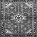 Round Machine Washable Persian Gray Traditional Rug, wshtr4138gry