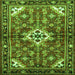 Round Machine Washable Persian Green Traditional Area Rugs, wshtr4138grn