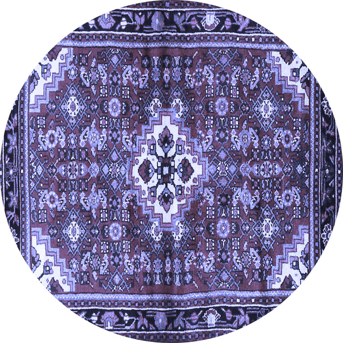 Round Machine Washable Persian Blue Traditional Rug, wshtr4138blu