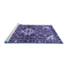 Sideview of Machine Washable Persian Blue Traditional Rug, wshtr4138blu