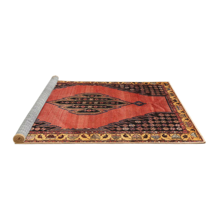 Sideview of Machine Washable Traditional Tomato Red Rug, wshtr4139